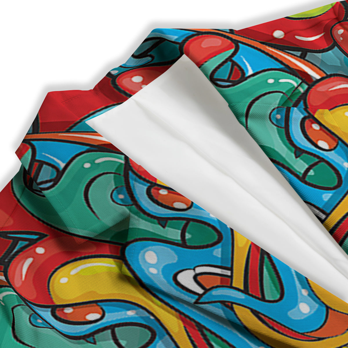 Multicolor Psychedelic Hippie Print Women's Blazer-grizzshop