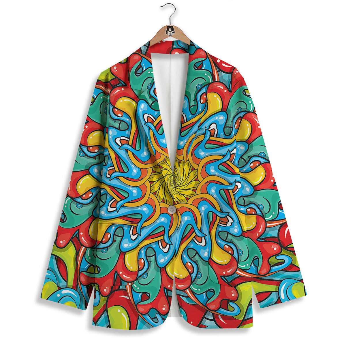 Multicolor Psychedelic Hippie Print Women's Blazer-grizzshop