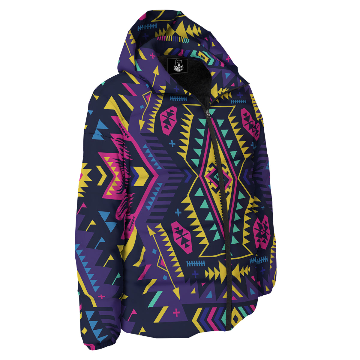 Multicolor Tribal Navajo Geometric Print Down Jacket-grizzshop