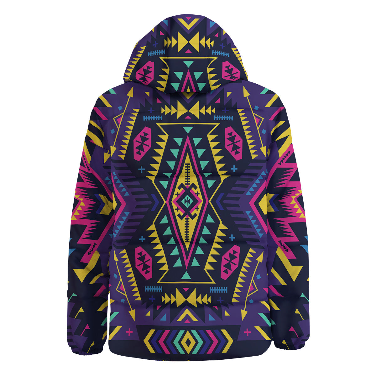 Multicolor Tribal Navajo Geometric Print Down Jacket-grizzshop