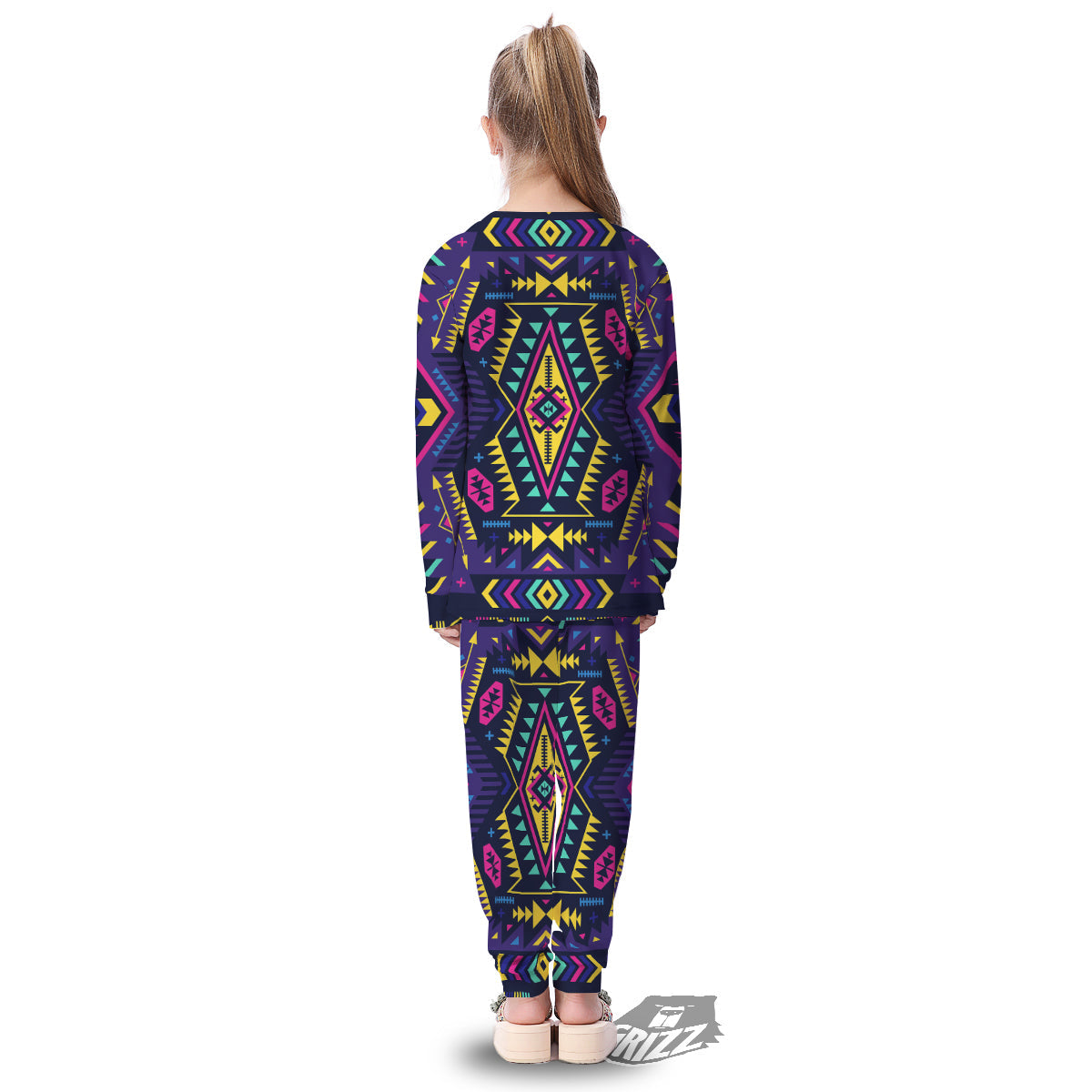 Multicolor Tribal Navajo Geometric Print Kid's Pajamas-grizzshop