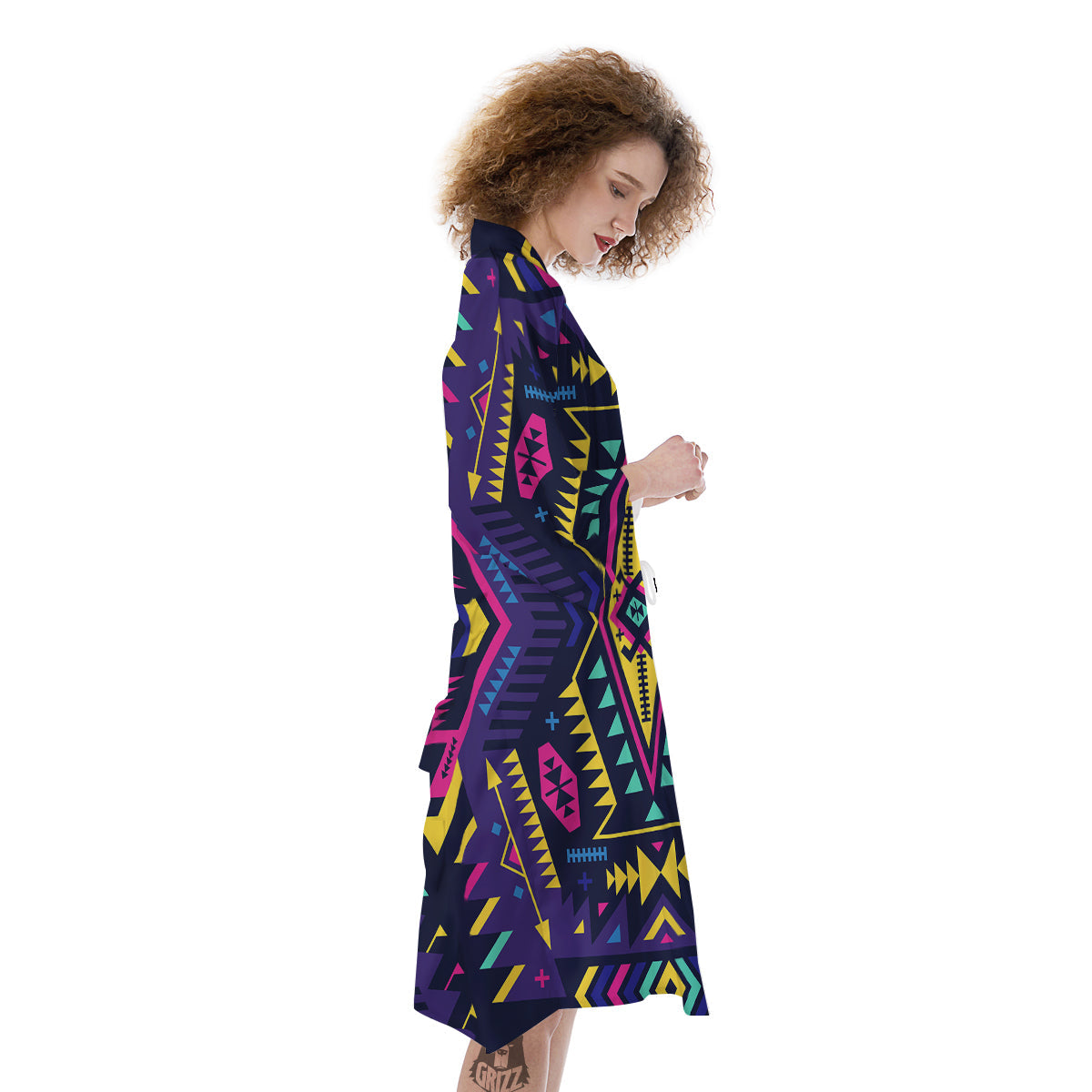 Multicolor Tribal Navajo Geometric Print Kimono-grizzshop