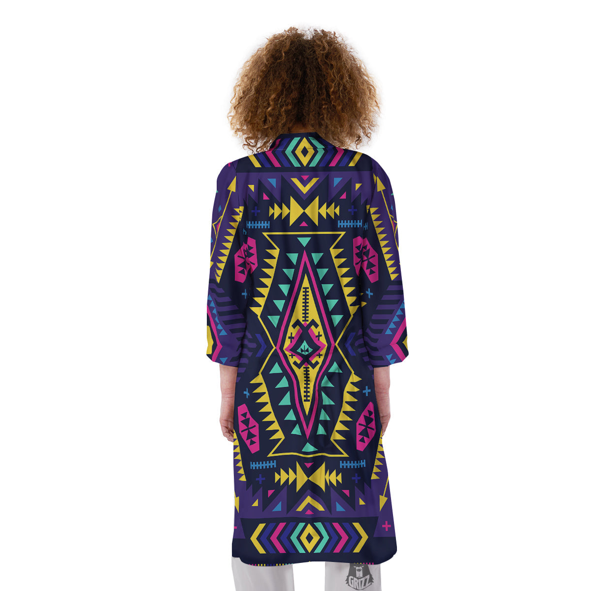 Multicolor Tribal Navajo Geometric Print Kimono-grizzshop
