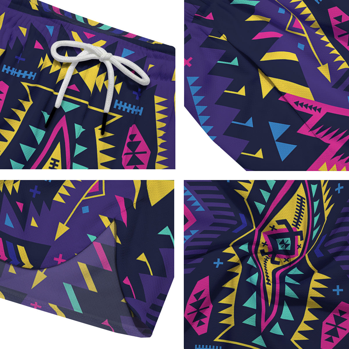 Multicolor Tribal Navajo Geometric Print Men's Running Shorts-grizzshop