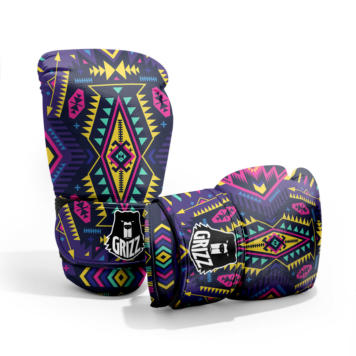 Multicolor Tribal Navajo Geometric Print Pro Boxing Glove
