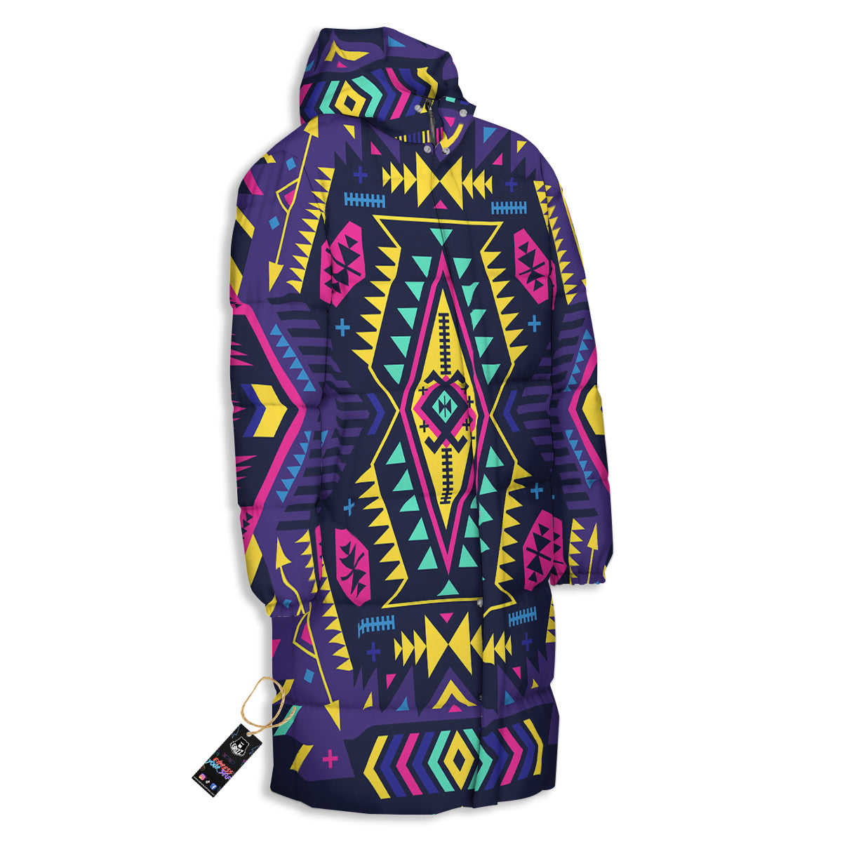 Multicolor Tribal Navajo Geometric Print Long Down Jacket