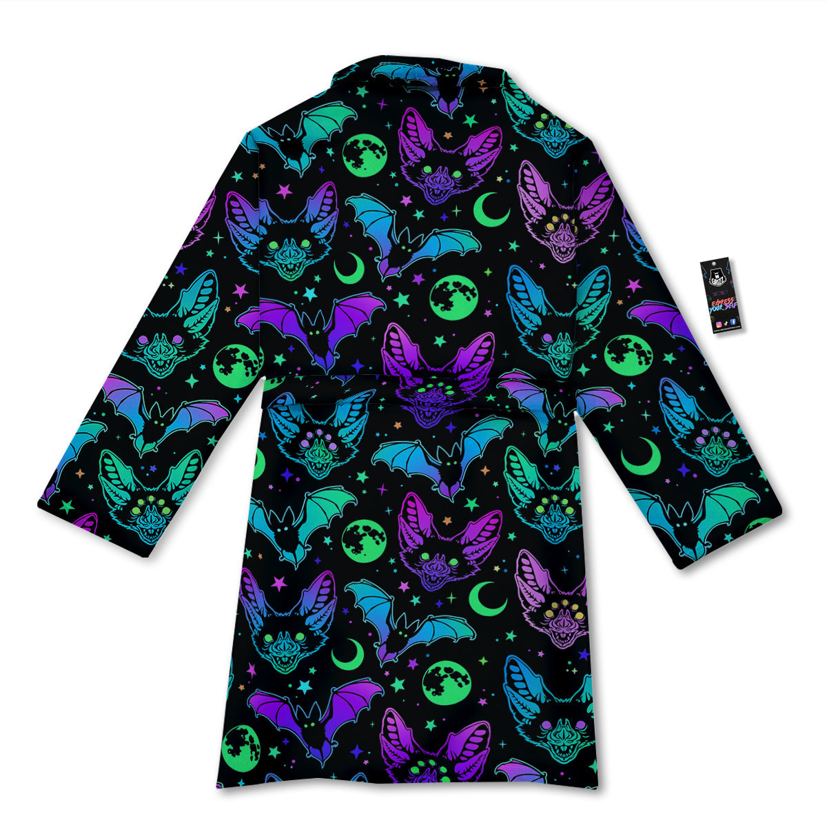 Multicolored Bats Print Pattern Bathrobe-grizzshop