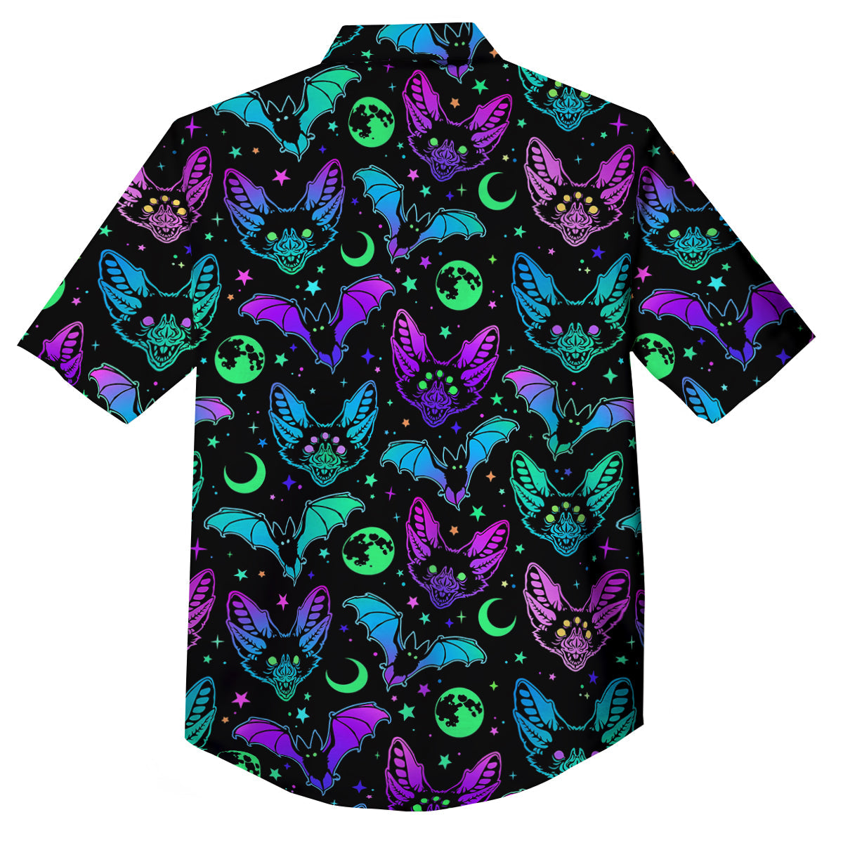 Multicolored Bats Print Pattern Button Up Shirt-grizzshop