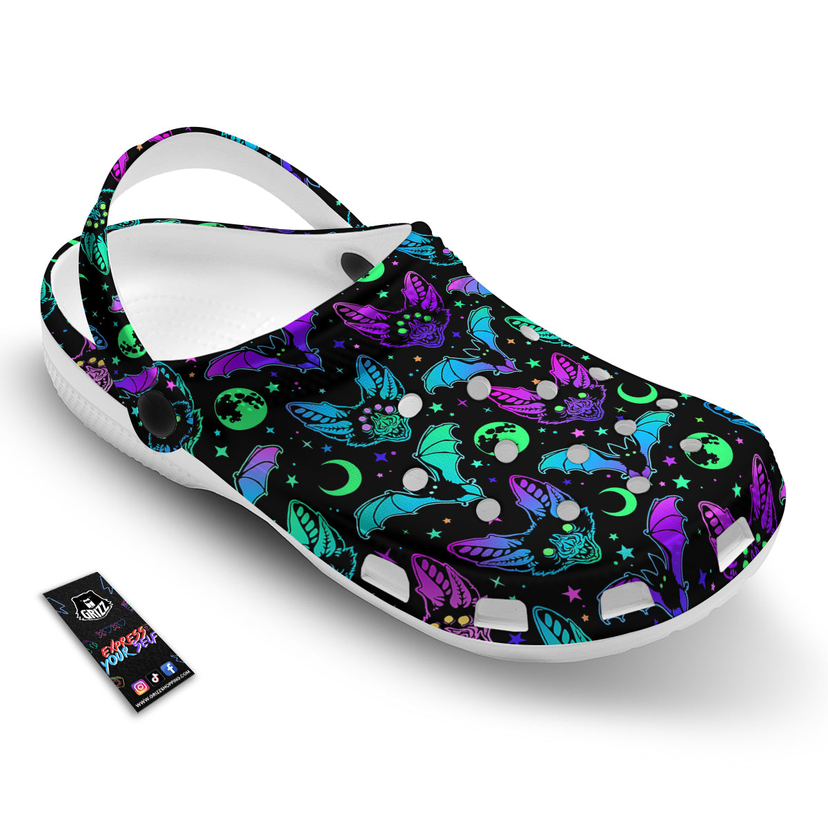 Multicolored Bats Print Pattern Clog-grizzshop