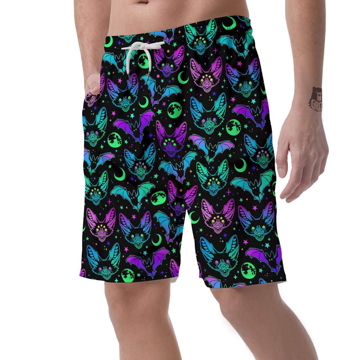 Multicolored Bats Print Pattern Men's Shorts-grizzshop