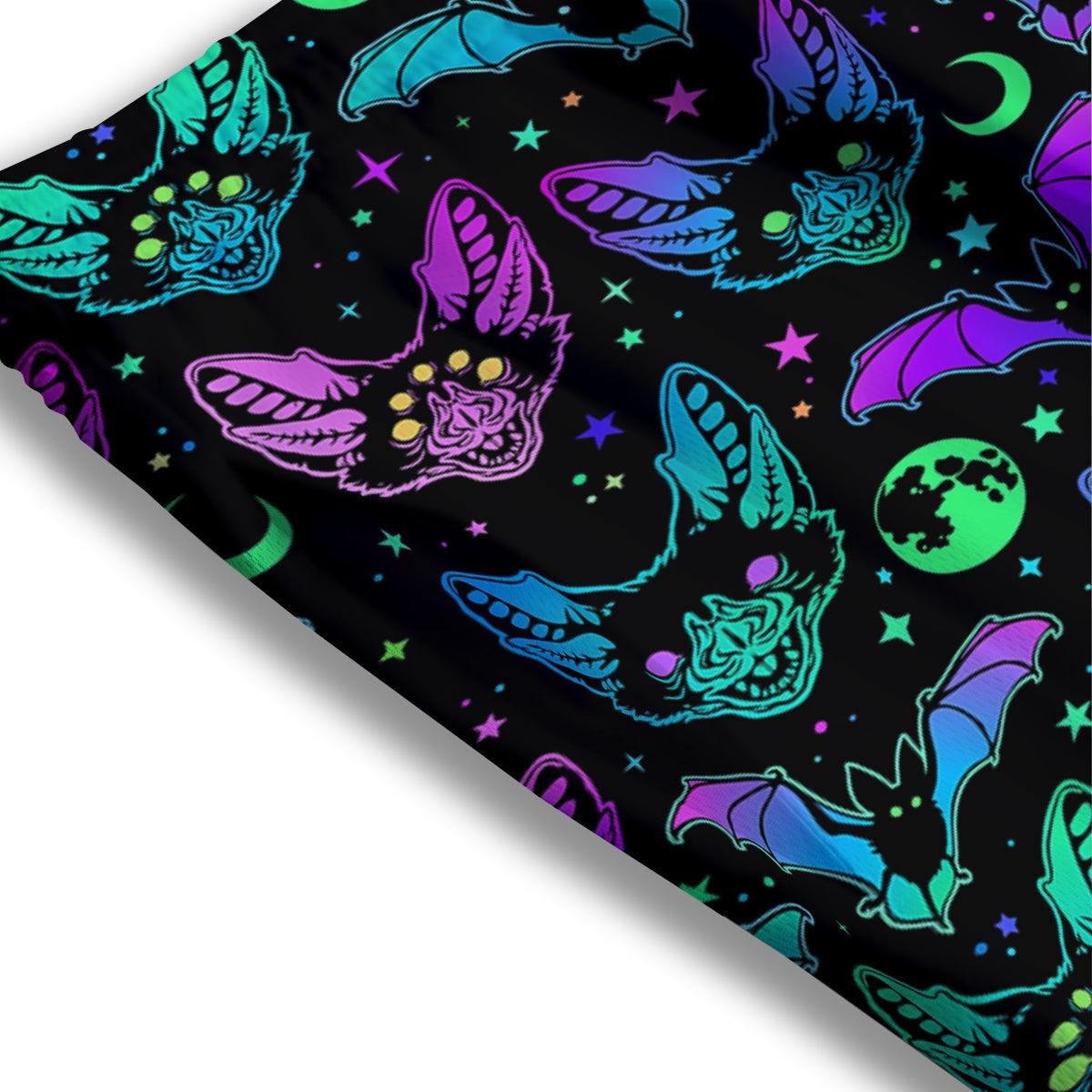 Multicolored Bats Print Pattern Mesh Shorts-grizzshop
