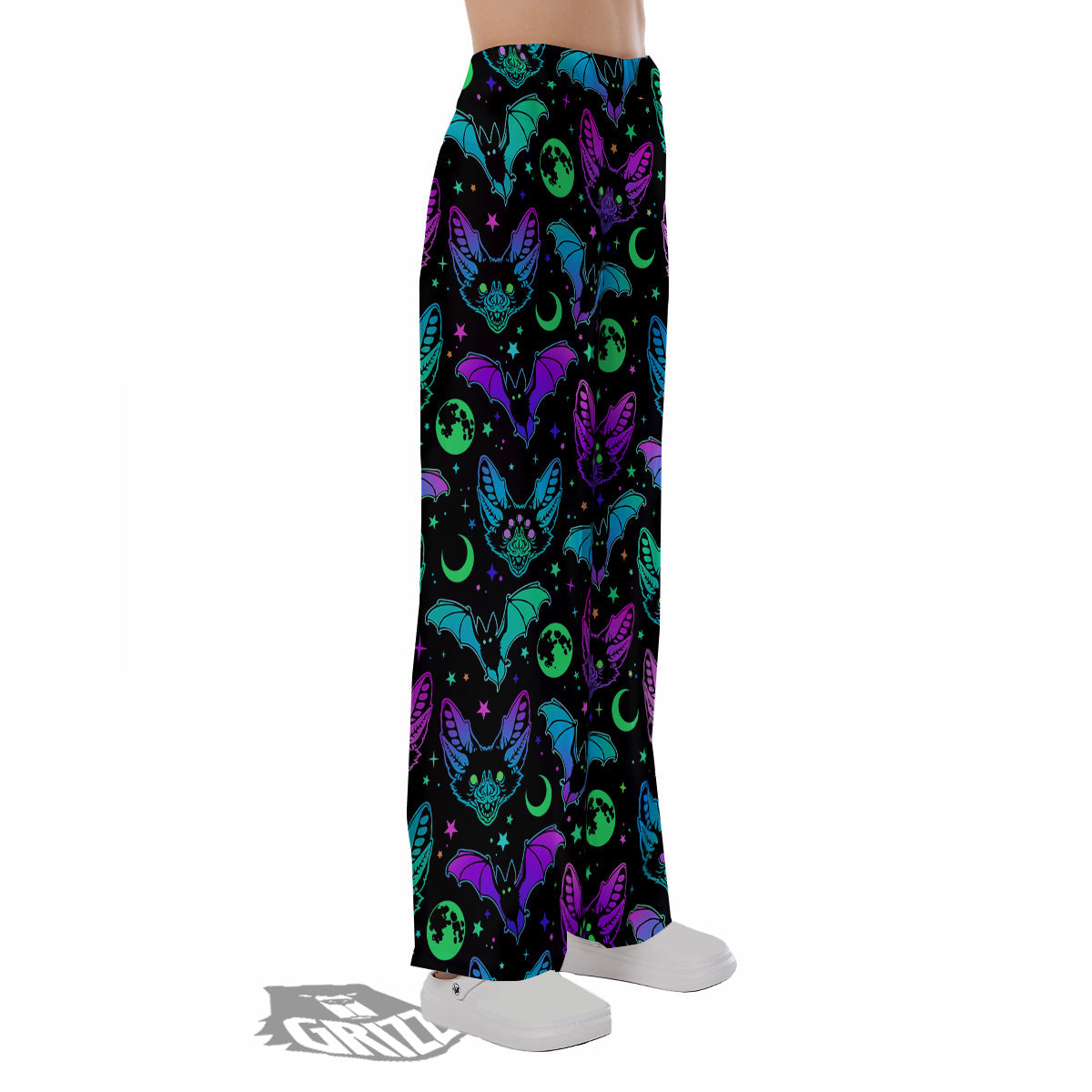 Multicolored Bats Print Pattern Pajama Pants-grizzshop
