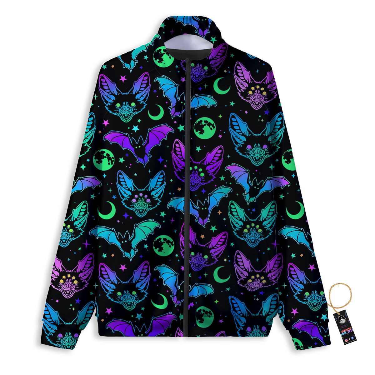 Multicolored Bats Print Pattern Track Jacket-grizzshop