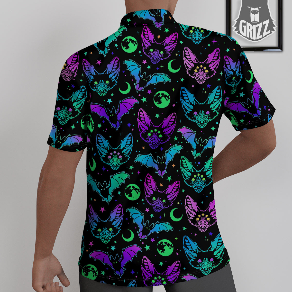 Multicolored Bats Print Pattern Untucked Shirts-grizzshop