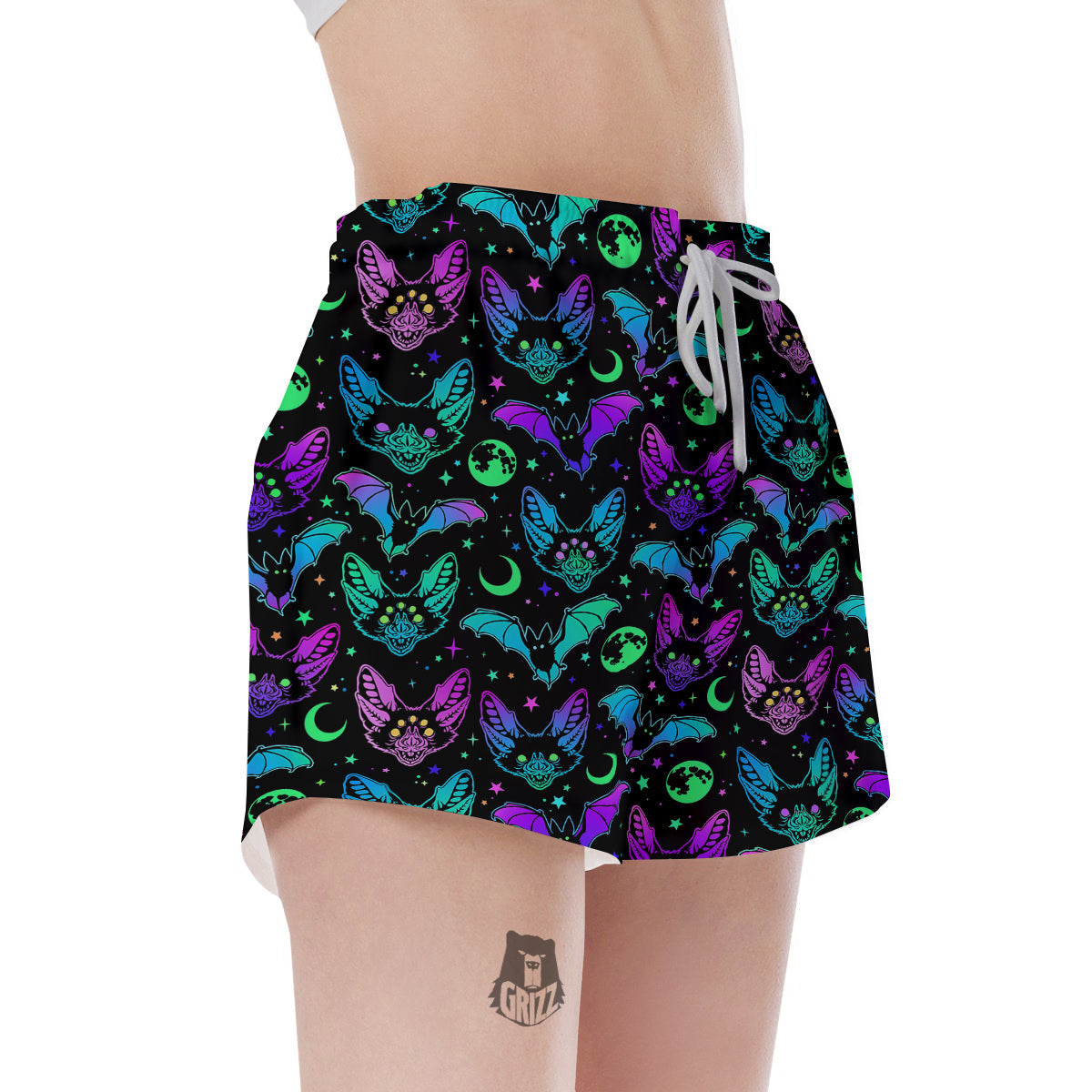 Multicolored Bats Print Pattern Women's Shorts-grizzshop