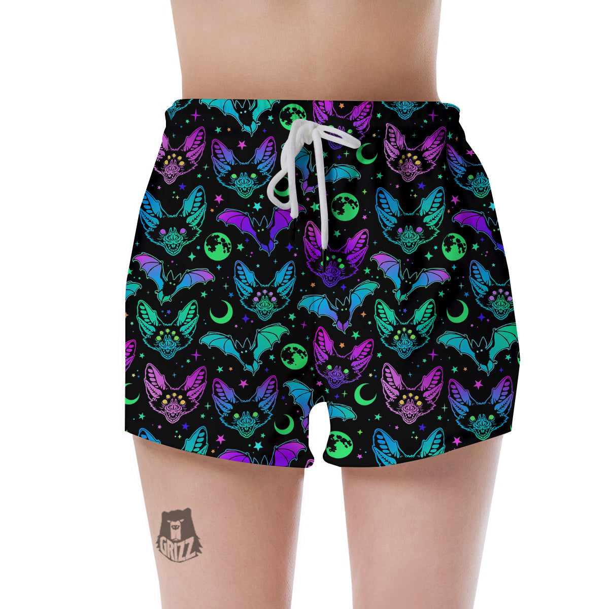 Multicolored Bats Print Pattern Women's Shorts-grizzshop