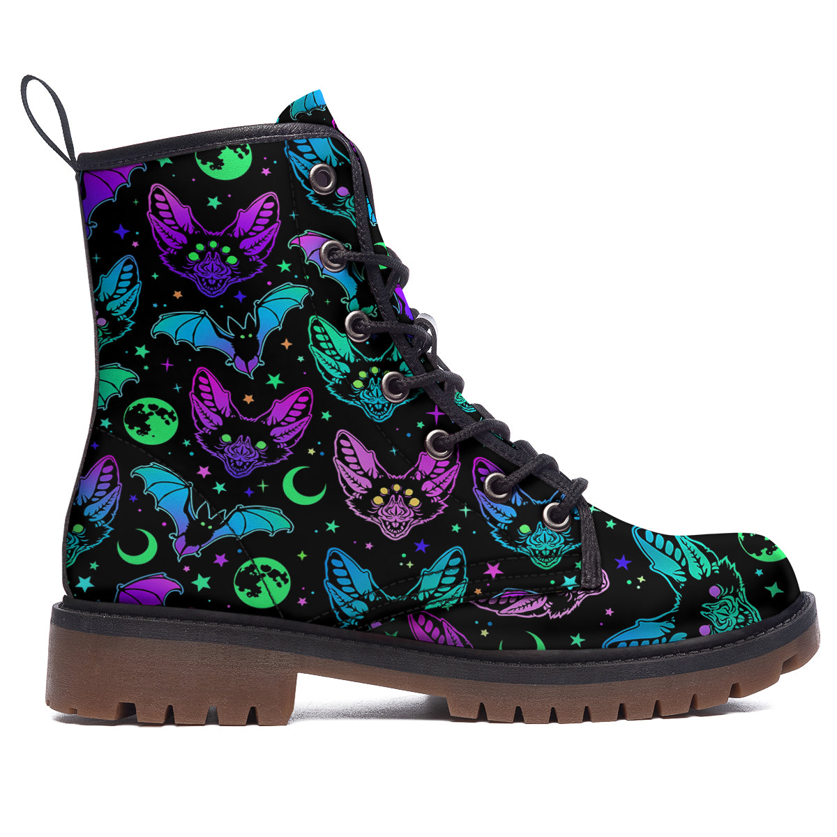 Multicolored Bats Print Pattern Work Boots-grizzshop