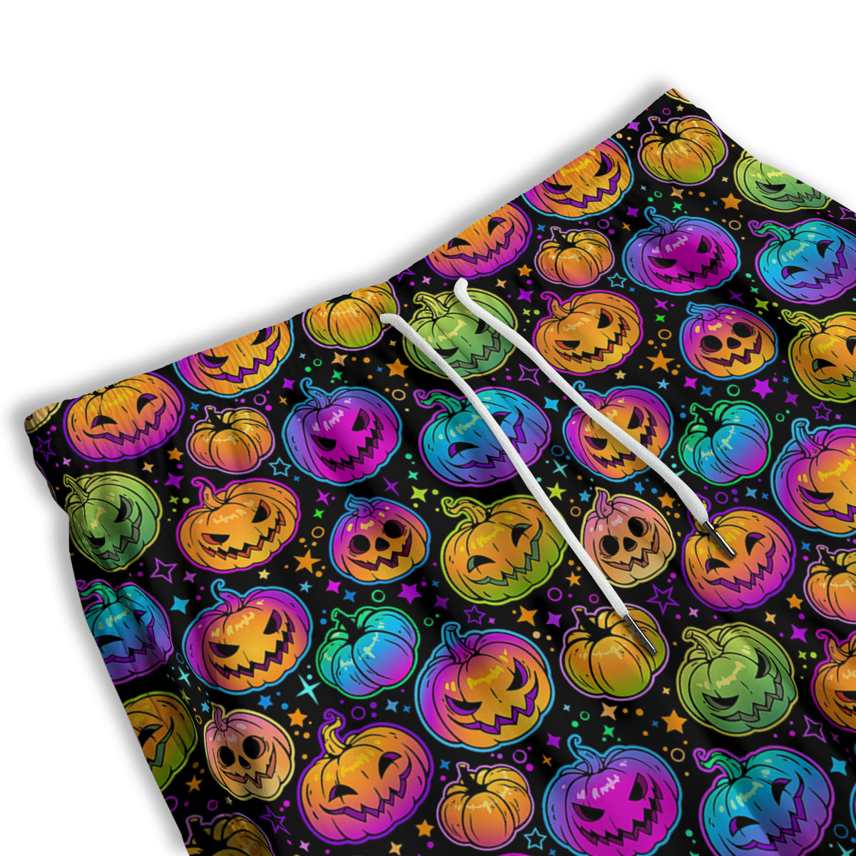 Multicolored Pumpkins Halloween Print Pattern Men's Athletic Shorts