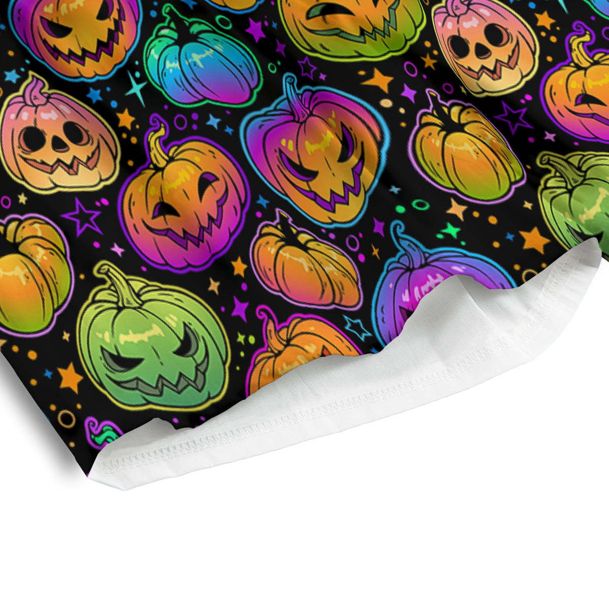 Multicolored Pumpkins Halloween Print Pattern Men's Athletic Shorts