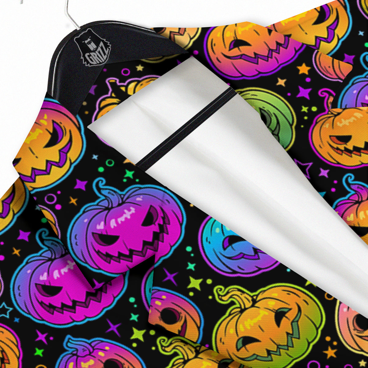 Multicolored Pumpkins Halloween Print Pattern Men's Sport Coat-grizzshop