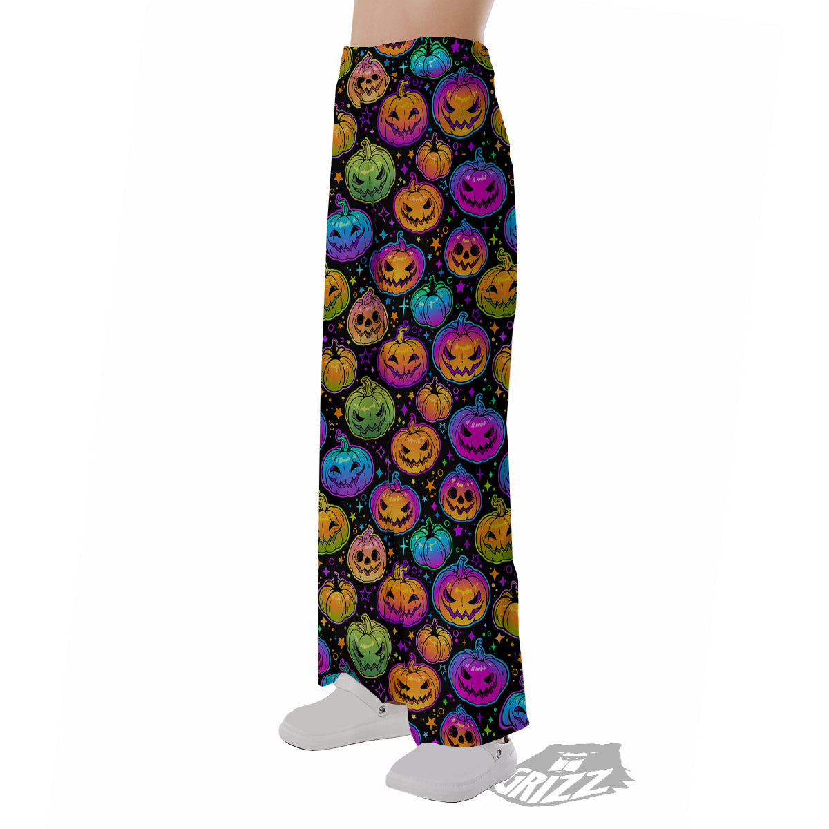 Multicolored Pumpkins Halloween Print Pattern Pajama Pants-grizzshop