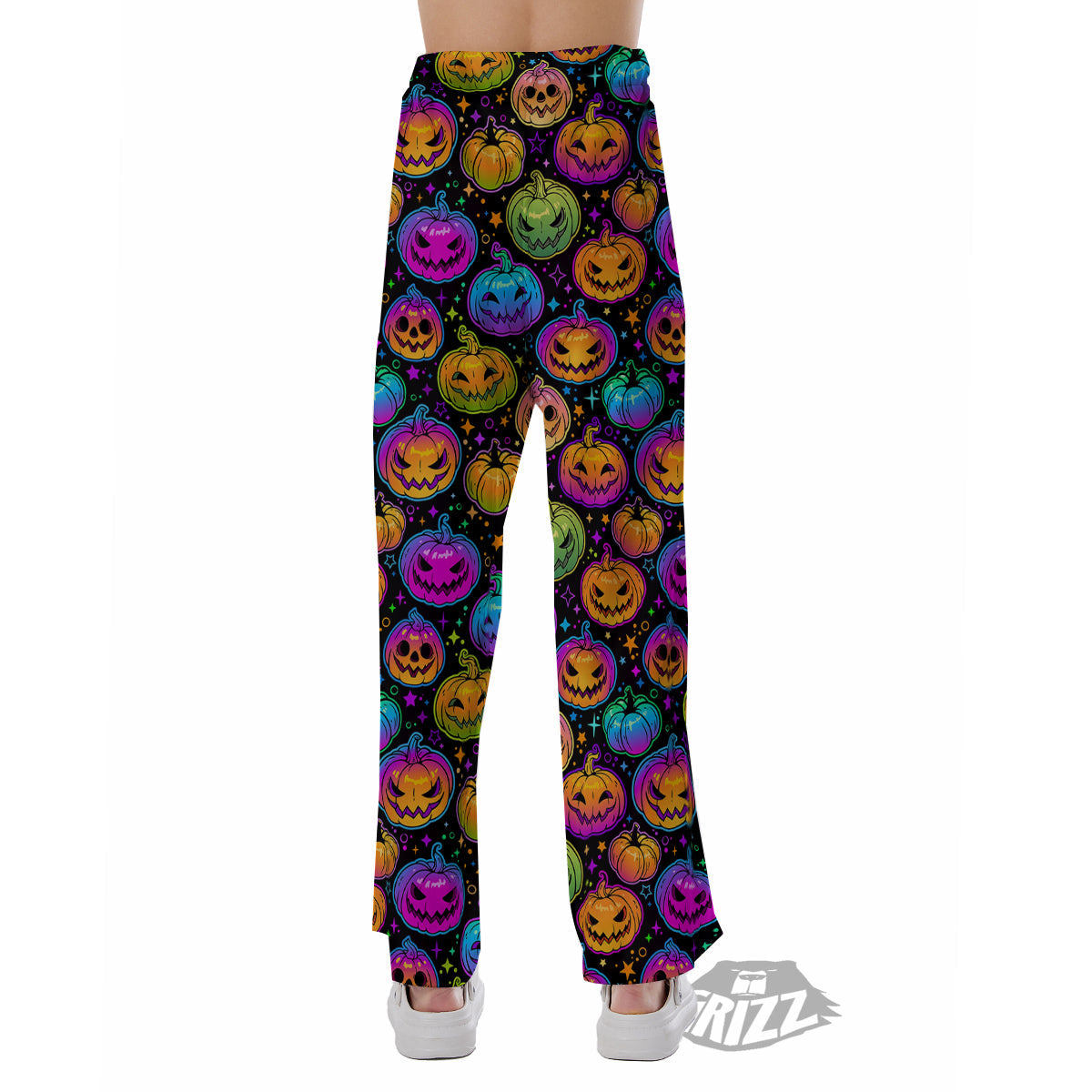 Multicolored Pumpkins Halloween Print Pattern Pajama Pants-grizzshop