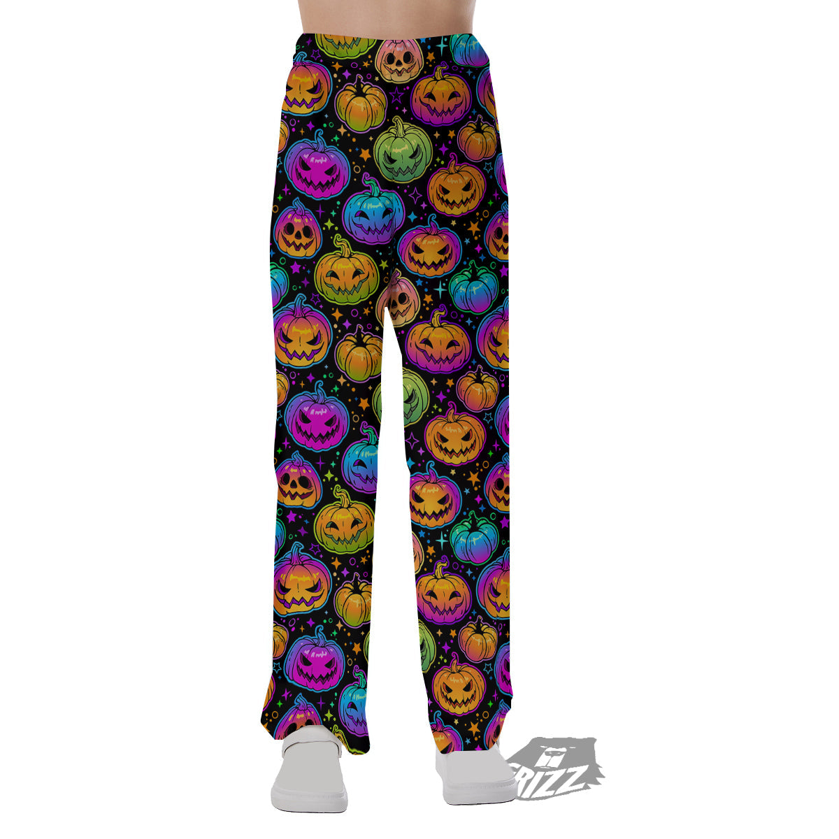 Multicolored Pumpkins Halloween Print Pattern Pajama Pants-grizzshop