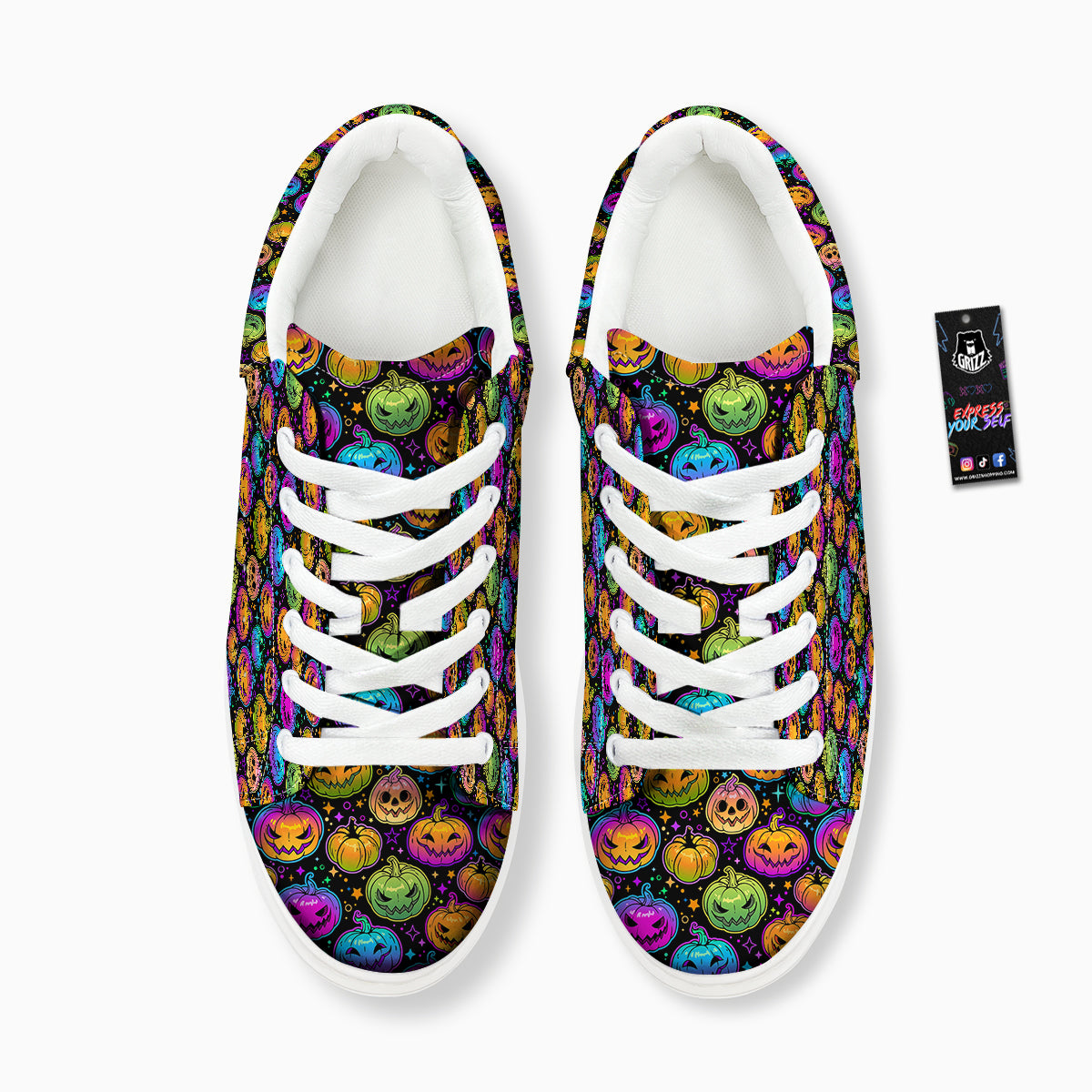 Multicolored Pumpkins Halloween Print Pattern Platform Shoes-grizzshop