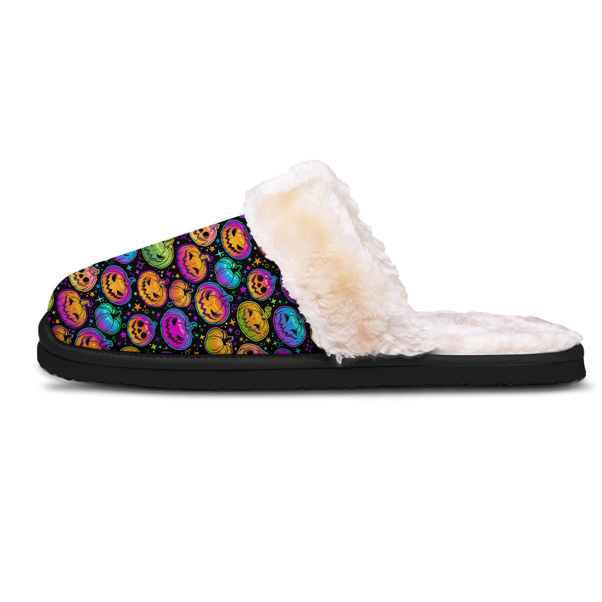 Multicolored Pumpkins Halloween Print Pattern Slippers-grizzshop
