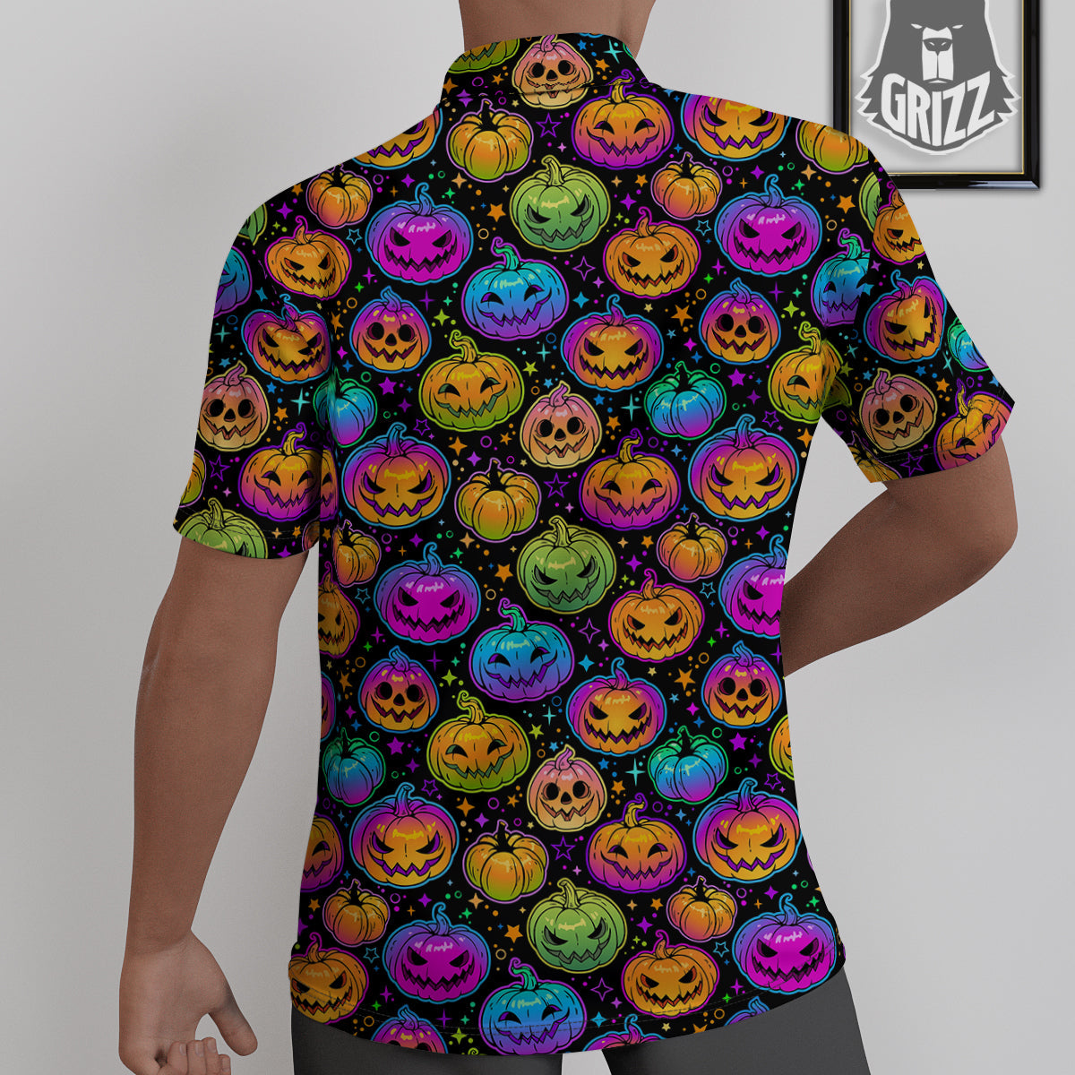 Multicolored Pumpkins Halloween Print Pattern Untucked Shirts-grizzshop