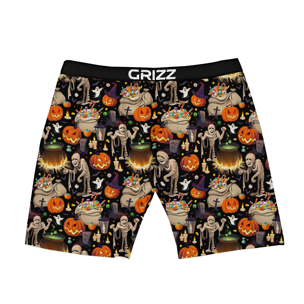 Mummy And Pumpkins Halloween Print Pattern Boxer Briefs-grizzshop