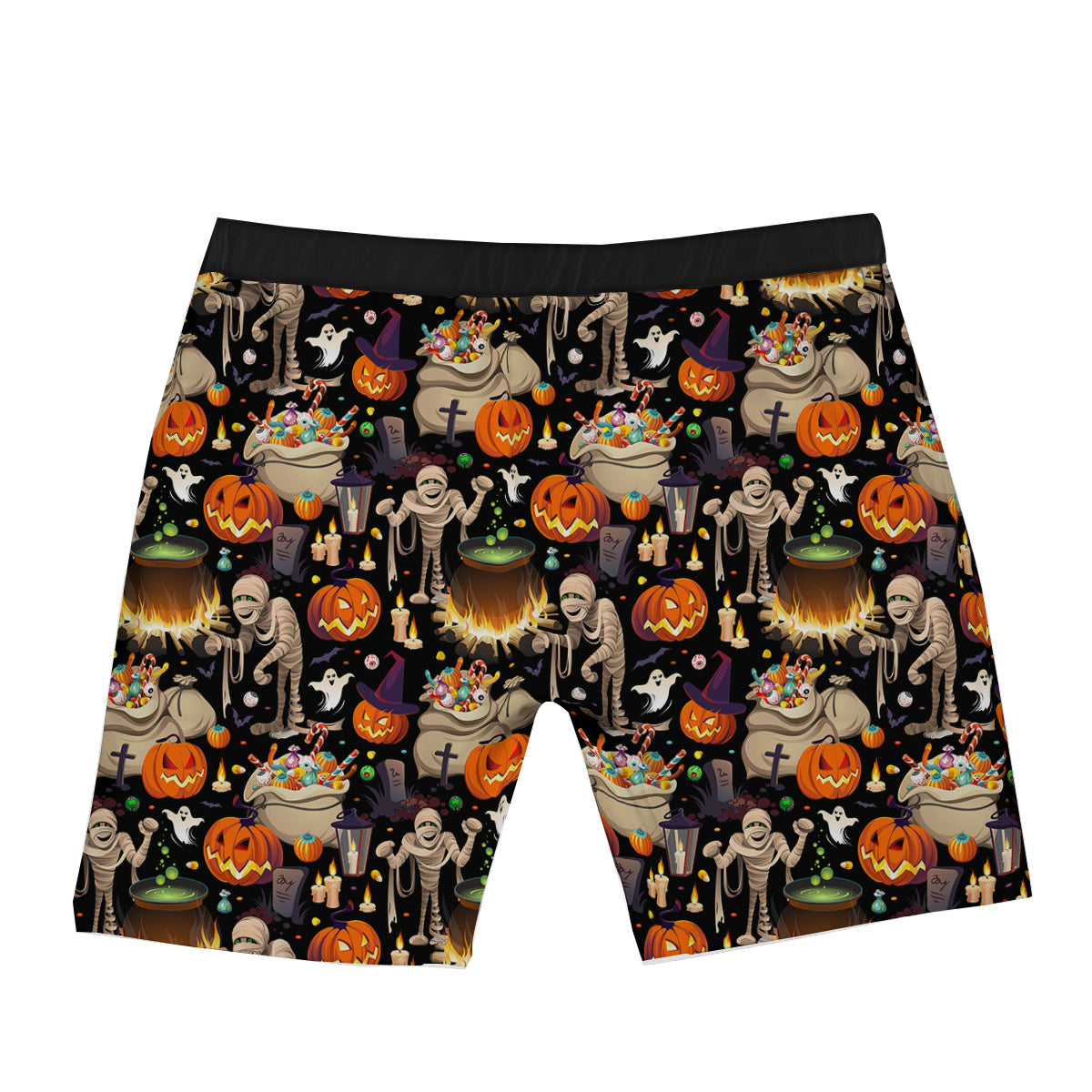 Mummy And Pumpkins Halloween Print Pattern Boxer Briefs-grizzshop
