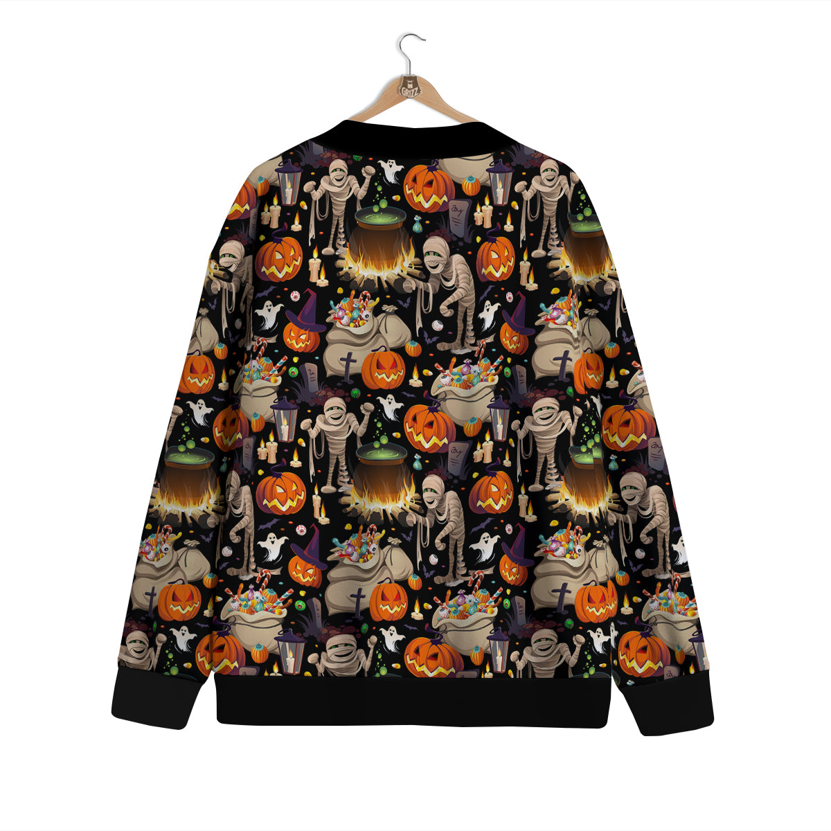 Mummy And Pumpkins Halloween Print Pattern Cardigan-grizzshop