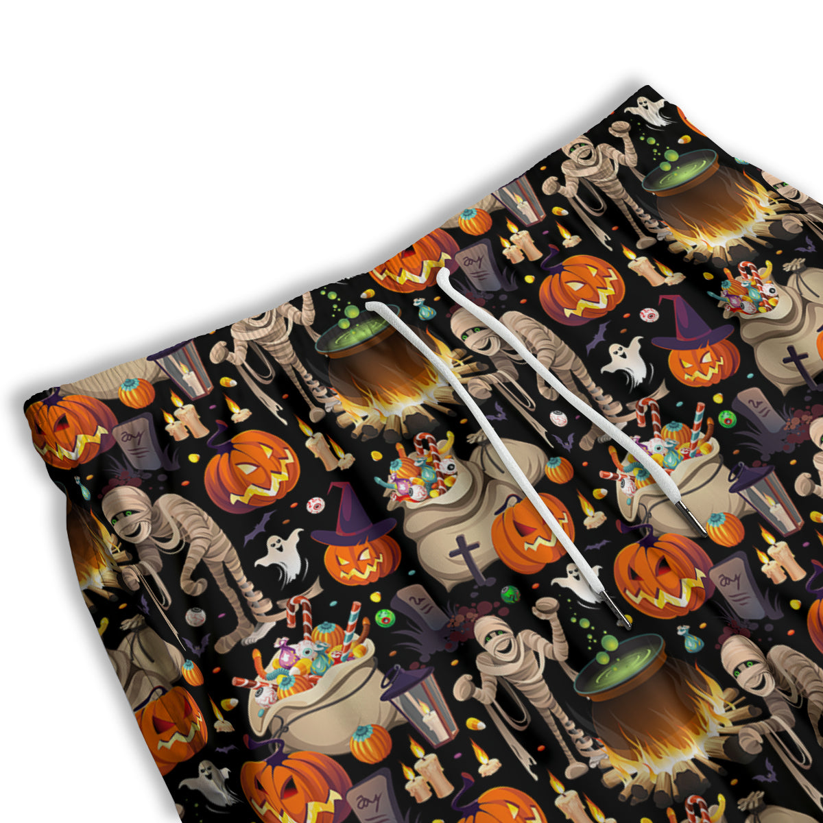 Mummy And Pumpkins Halloween Print Pattern Men's Athletic Shorts