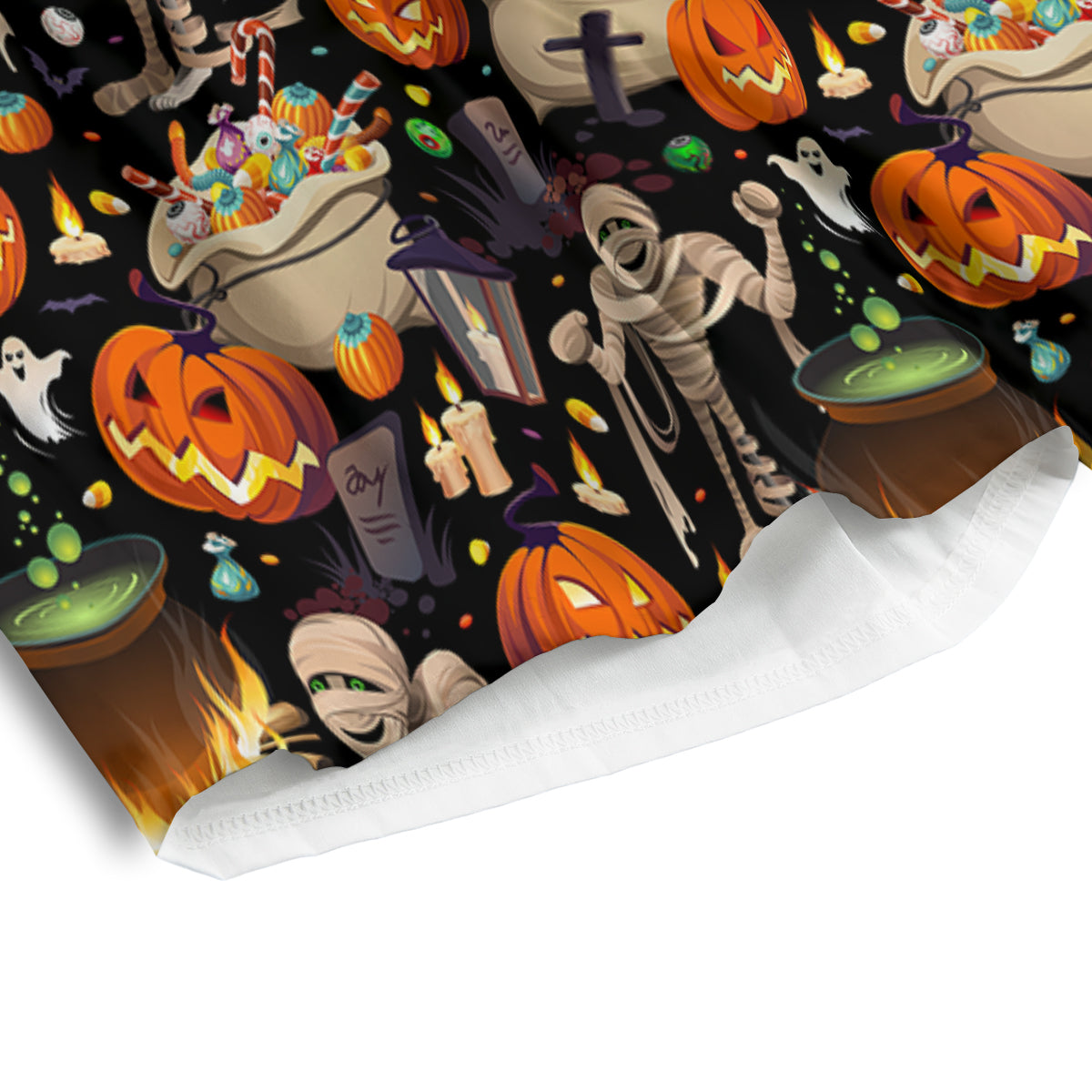 Mummy And Pumpkins Halloween Print Pattern Men's Athletic Shorts