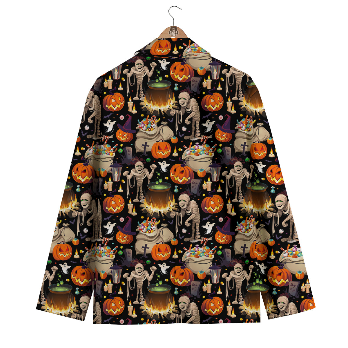 Mummy And Pumpkins Halloween Print Pattern Men's Blazer-grizzshop