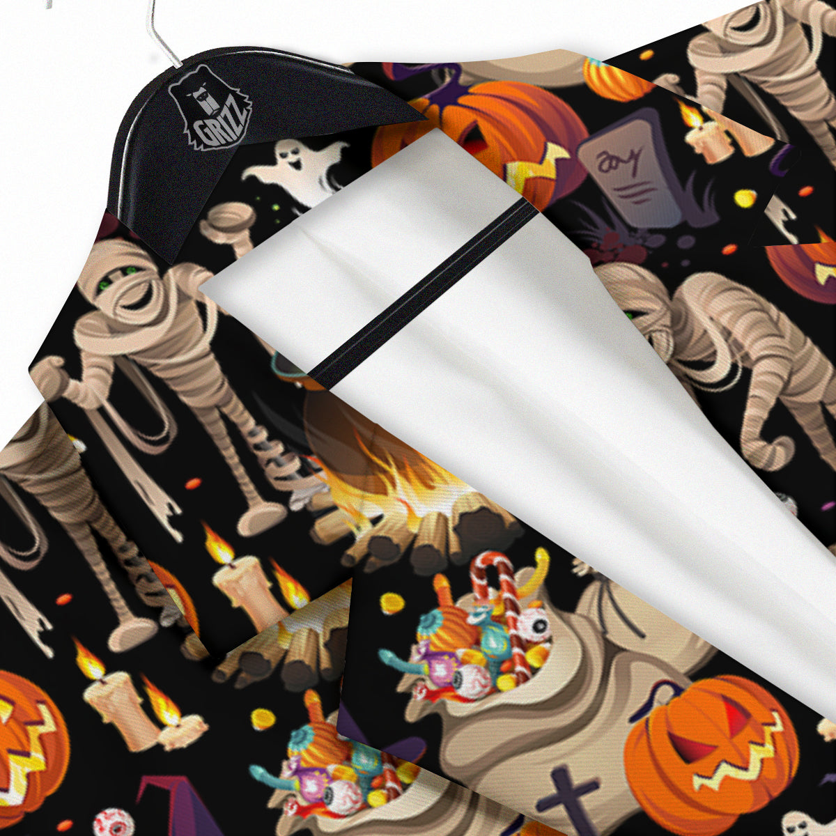 Mummy And Pumpkins Halloween Print Pattern Men's Sport Coat-grizzshop