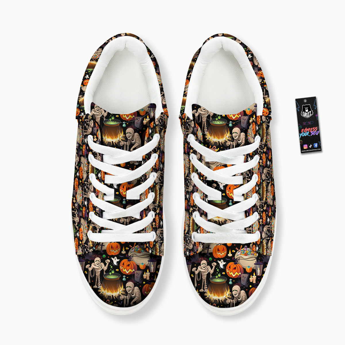 Mummy And Pumpkins Halloween Print Pattern Platform Shoes-grizzshop