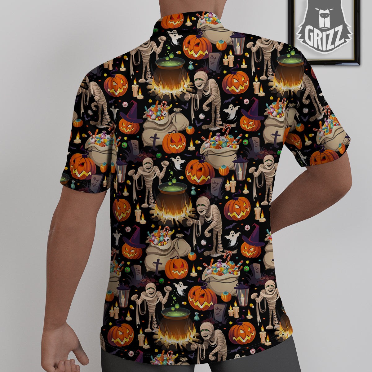 Mummy And Pumpkins Halloween Print Pattern Untucked Shirts-grizzshop