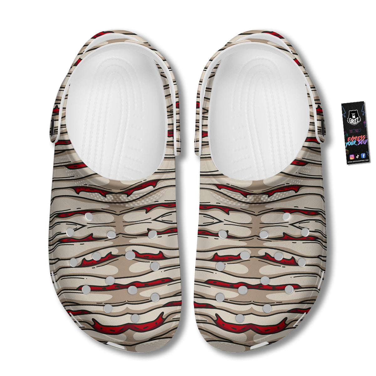 Mummy Bandage Print Pattern Clog-grizzshop