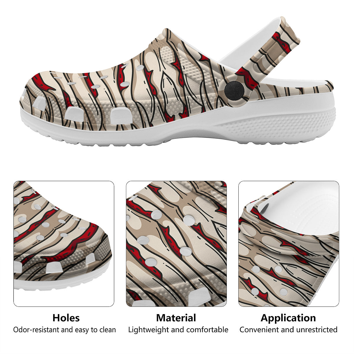 Mummy Bandage Print Pattern Clog-grizzshop