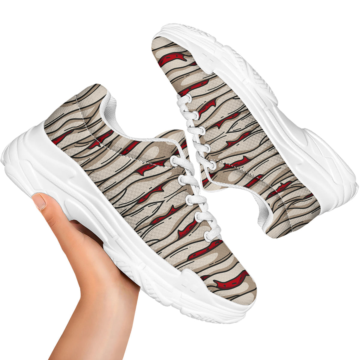 Mummy Bandage Print Pattern White Chunky Shoes-grizzshop
