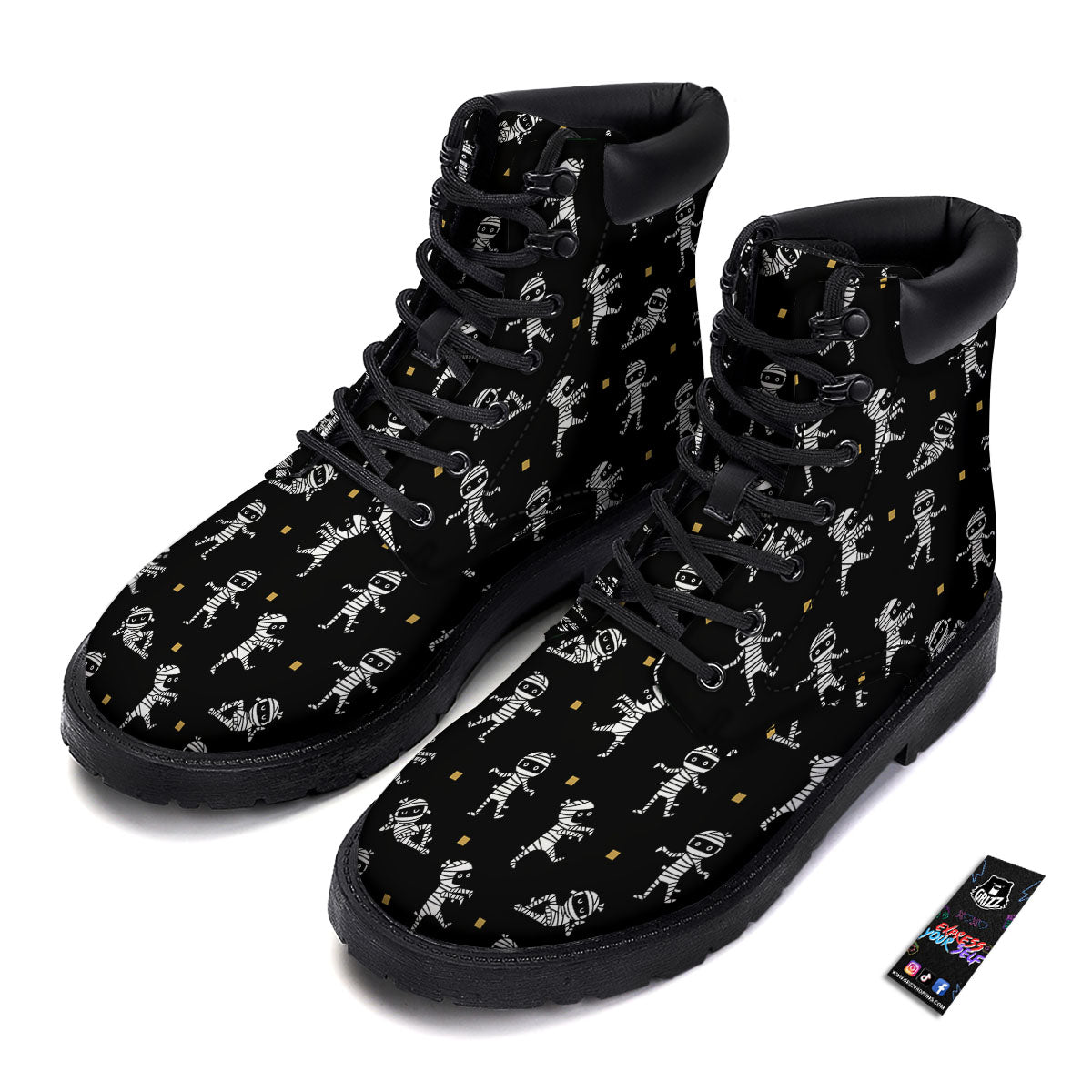 Mummy Cartoon Print Pattern Boots-grizzshop