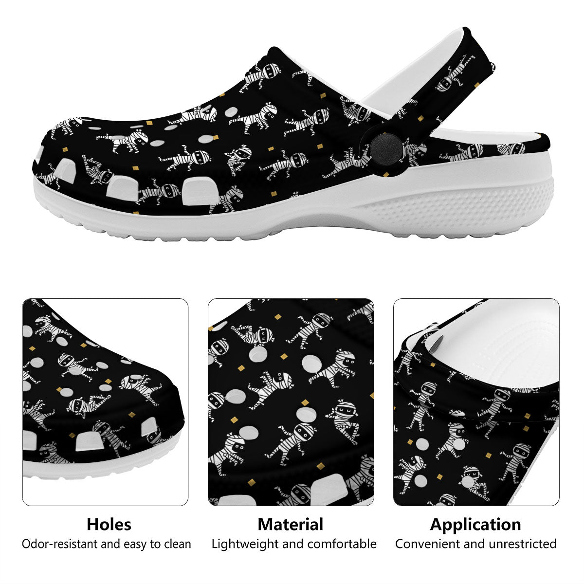 Mummy Cartoon Print Pattern Clog-grizzshop