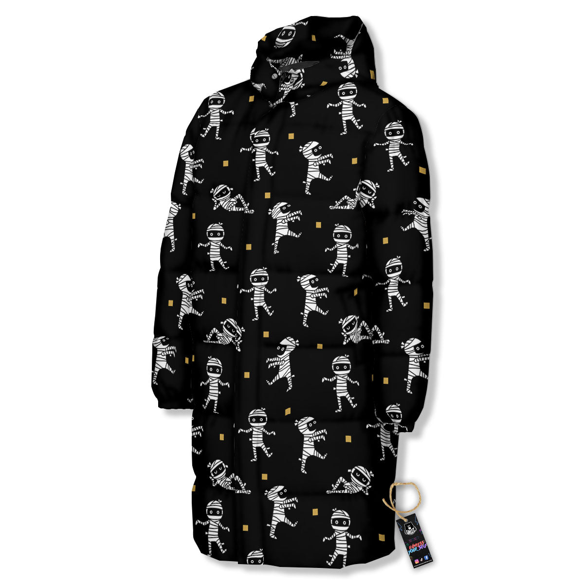 Mummy Cartoon Print Pattern Long Down Jacket-grizzshop