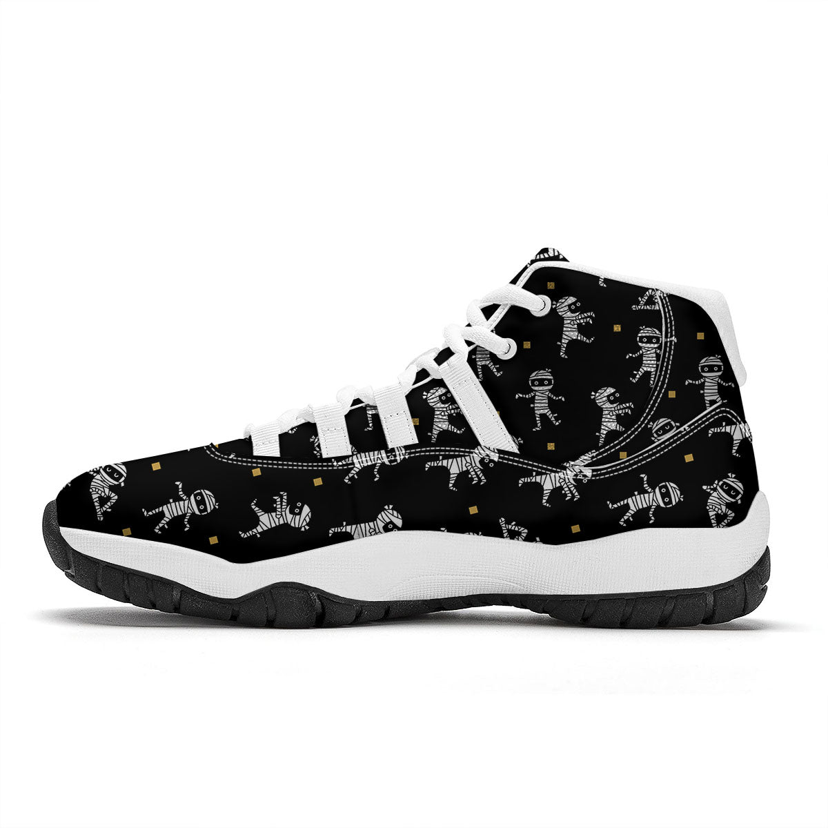 Mummy Cartoon Print Pattern White Bball Shoes-grizzshop