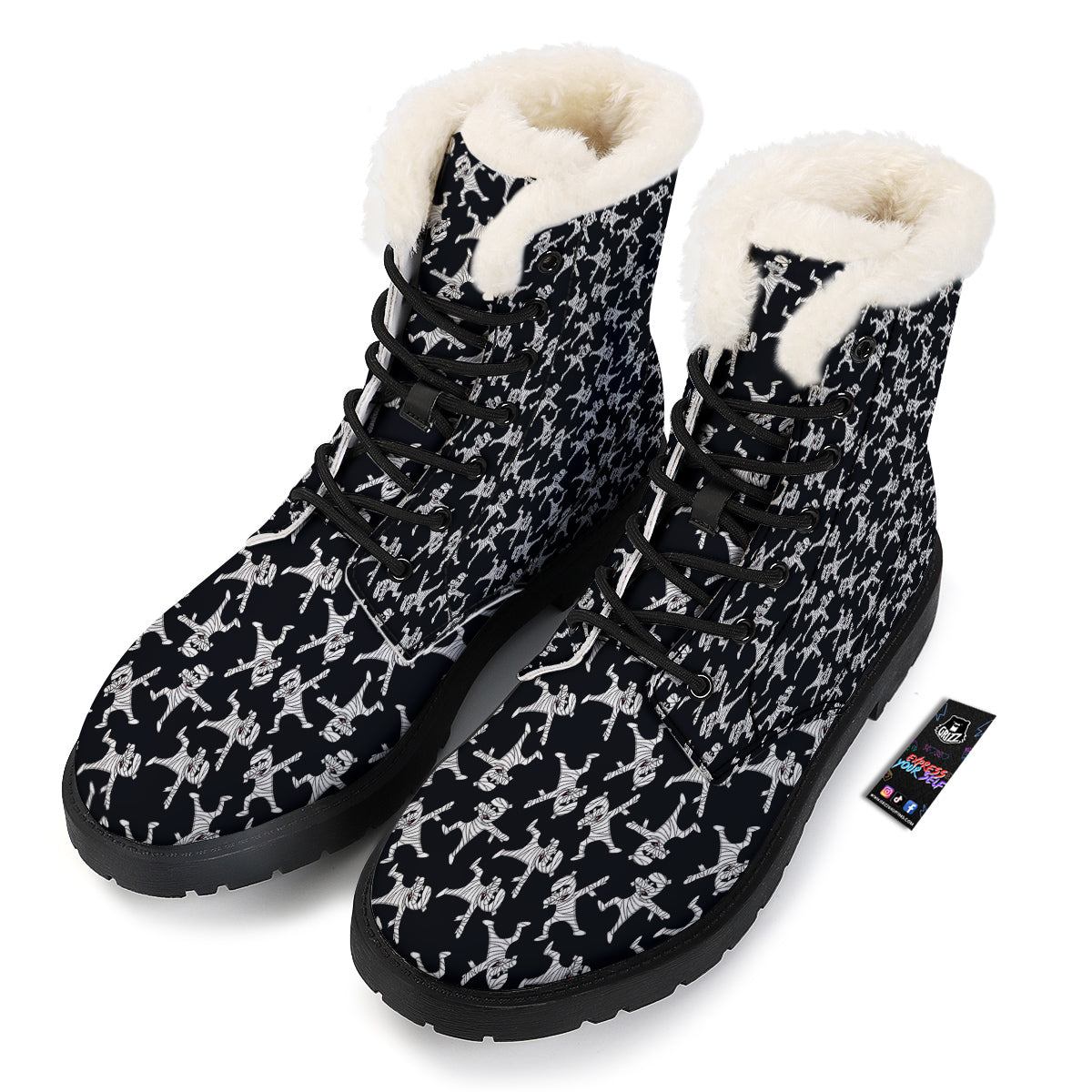Mummy Cute Print Pattern Winter Boots-grizzshop