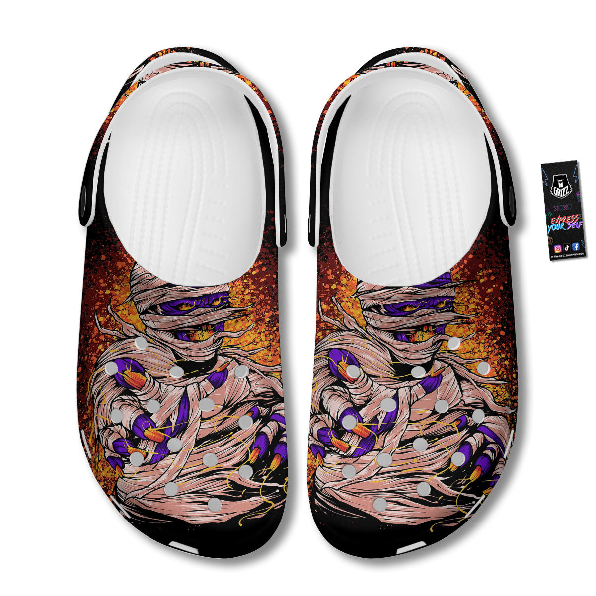 Mummy Halloween Print Clog-grizzshop