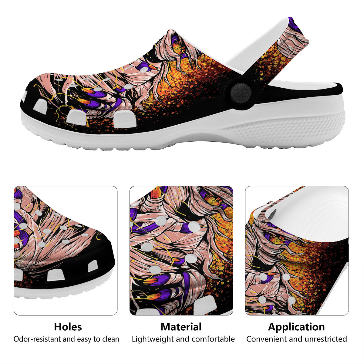 Mummy Halloween Print Clog-grizzshop