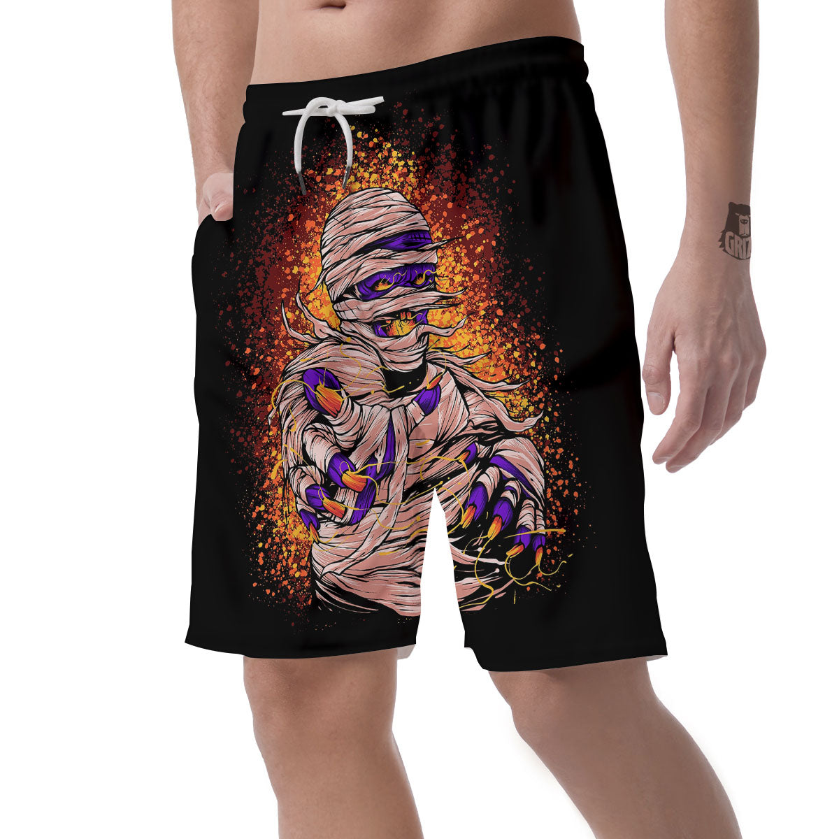 Mummy Halloween Print Men's Shorts-grizzshop